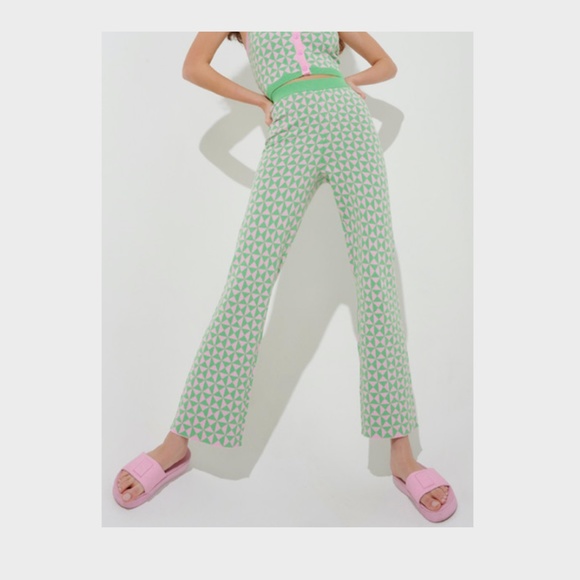 NWOT Geo Knit Trousers: Pink & Green - Another Girl - Picture 3 of 5